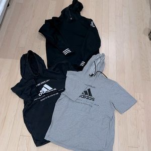 Bundle of three size L men’s adidas hooded sweatshirts